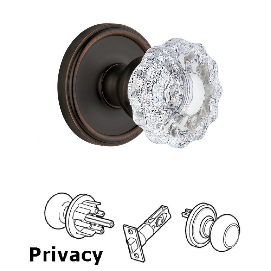Grandeur Georgetown Plate Privacy with Versailles Crystal Knob in Timeless Bronze