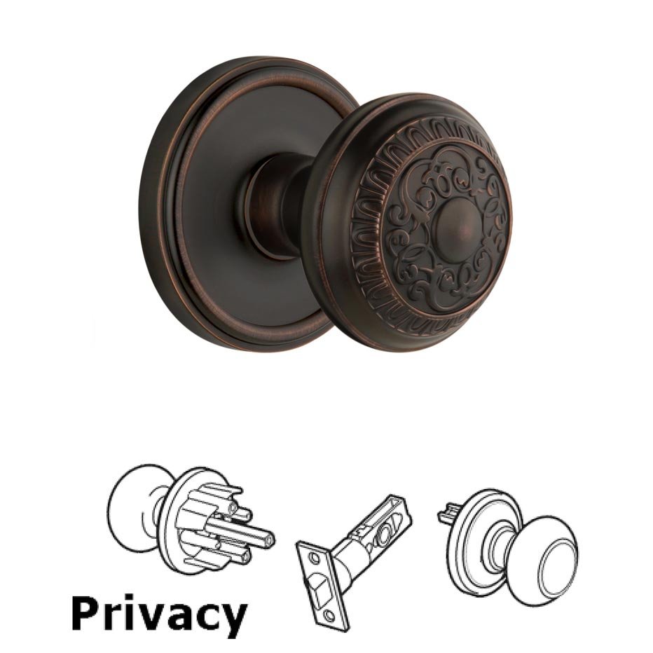 Grandeur Georgetown Plate Privacy with Windsor Knob in Timeless Bronze