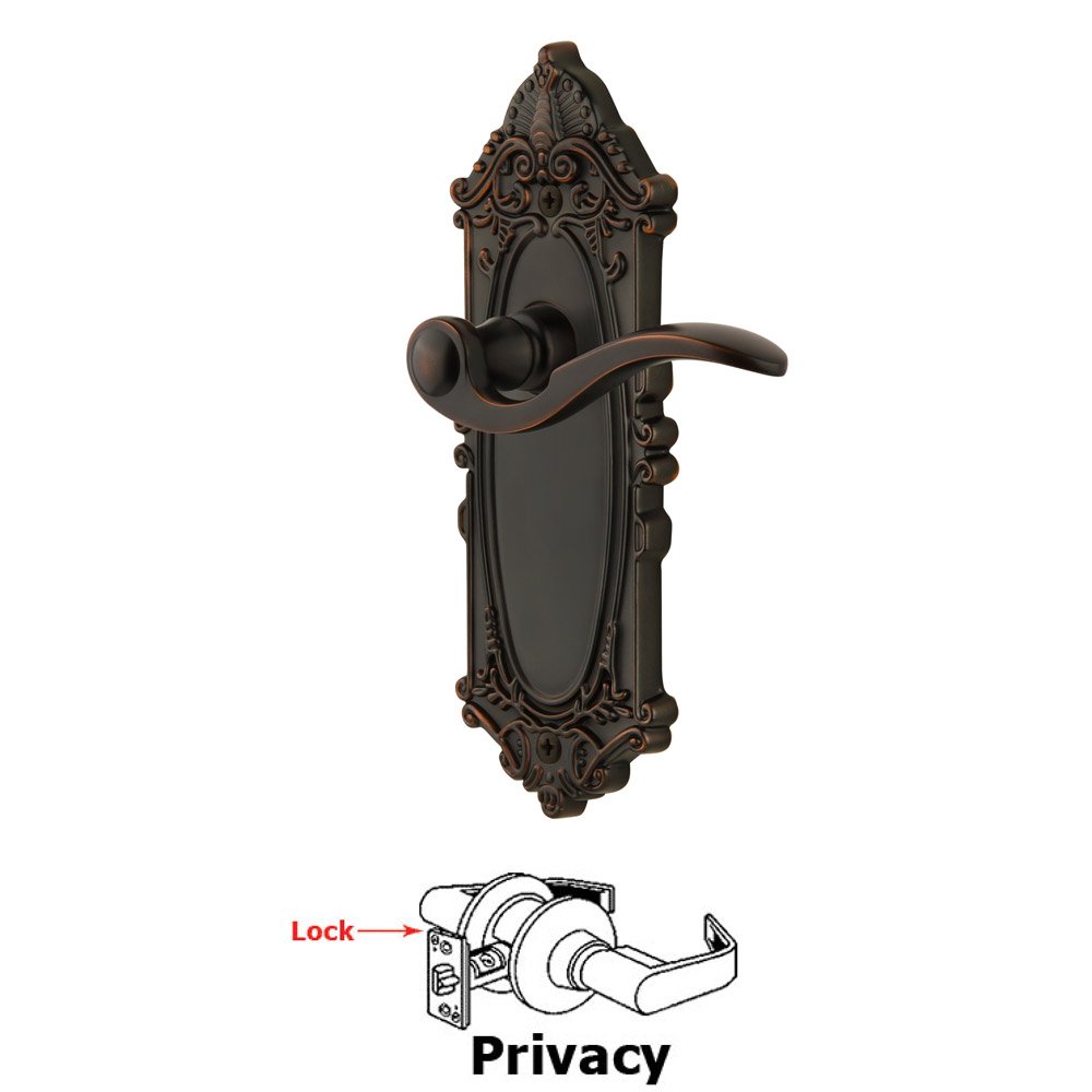 Grandeur Grande Victorian Plate Privacy with Bellagio Lever in Timeless Bronze