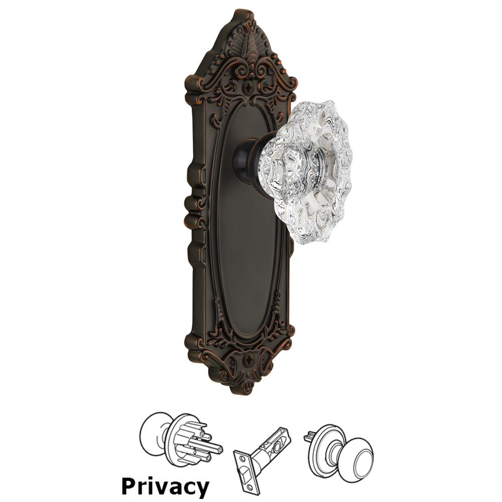 Grandeur Grande Victorian Plate Privacy with Biarritz Knob in Timeless Bronze