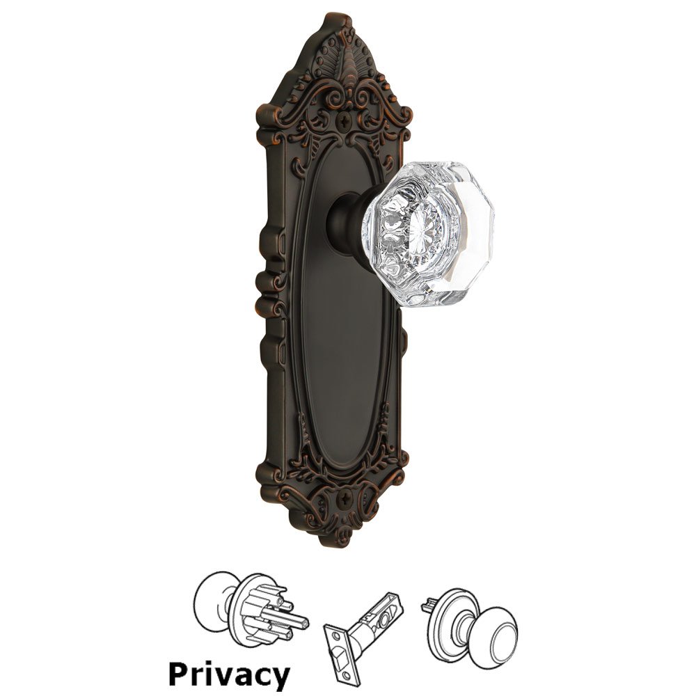 Grandeur Grande Victorian Plate Privacy with Chambord Knob in Timeless Bronze