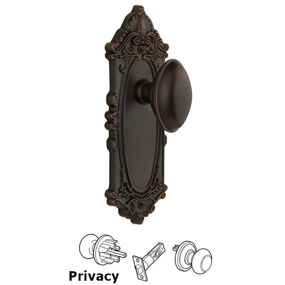 Grandeur Grande Victorian Plate Privacy with Eden Prairie Knob in Timeless Bronze