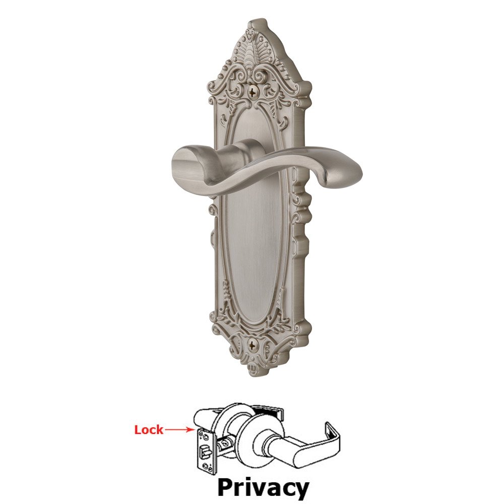 Grandeur Grande Victorian Plate Privacy with Portofino Lever in Satin Nickel