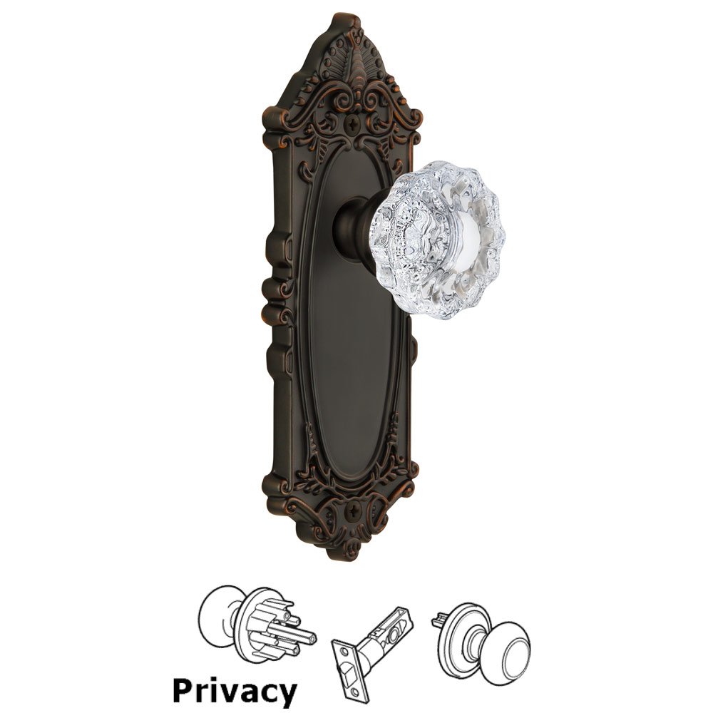 Grandeur Grande Victorian Plate Privacy with Versailles Knob in Timeless Bronze