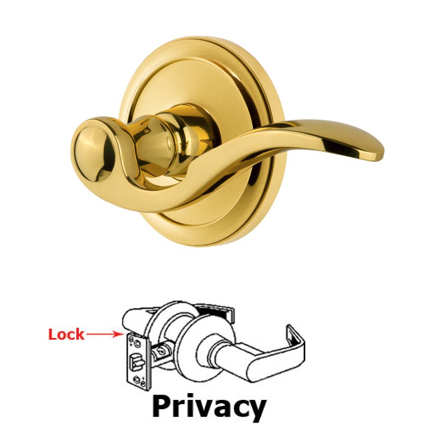 Privacy Circulaire Rosette with Bellagio Left Handed Lever in Lifetime Brass