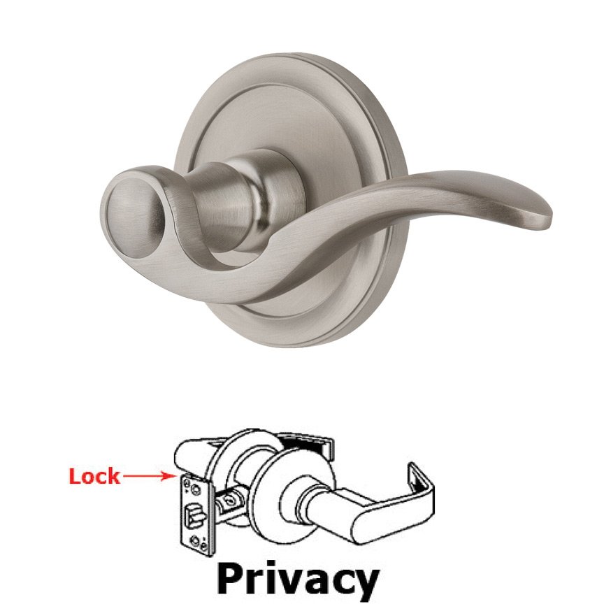 Privacy Circulaire Rosette with Bellagio Left Handed Lever in Satin Nickel