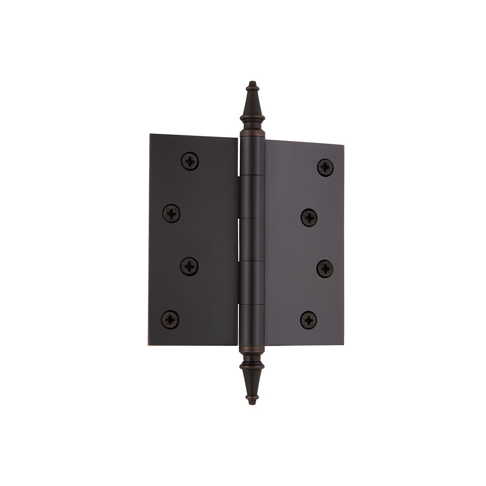 4" Steeple Tip Residential Hinge with Square Corners in Timeless Bronze