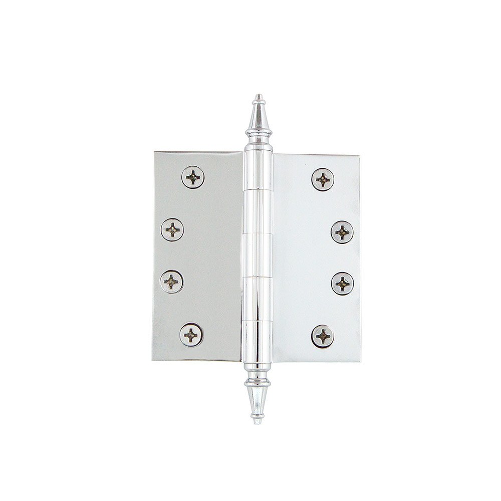 4" Steeple Tip Heavy Duty Hinge with Square Corners in Bright Chrome