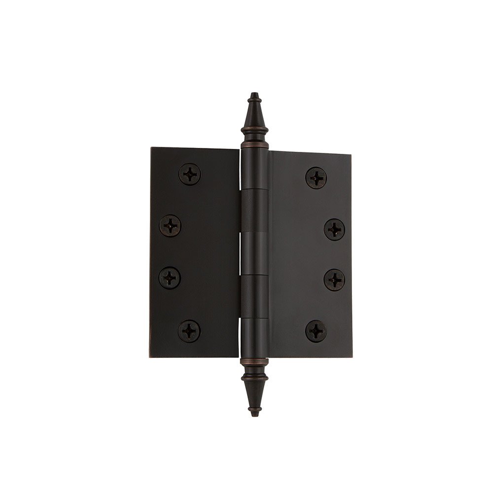 4" Steeple Tip Heavy Duty Hinge with Square Corners in Timeless Bronze