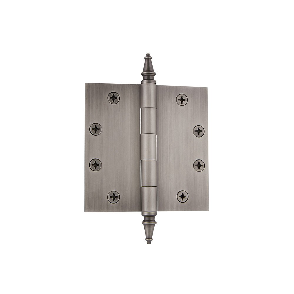 4 1/2" Steeple Tip Heavy Duty Hinge with Square Corners in Antique Pewter