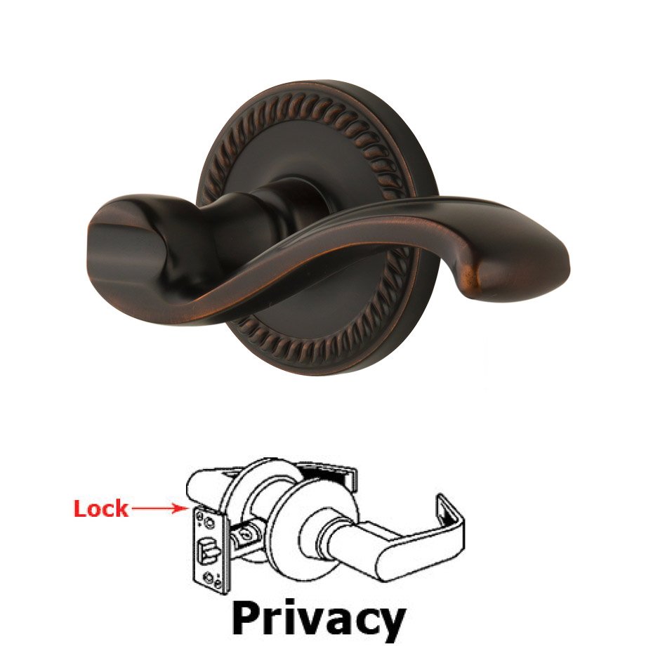 Grandeur Newport Plate Privacy with Portofino Lever in Timeless Bronze