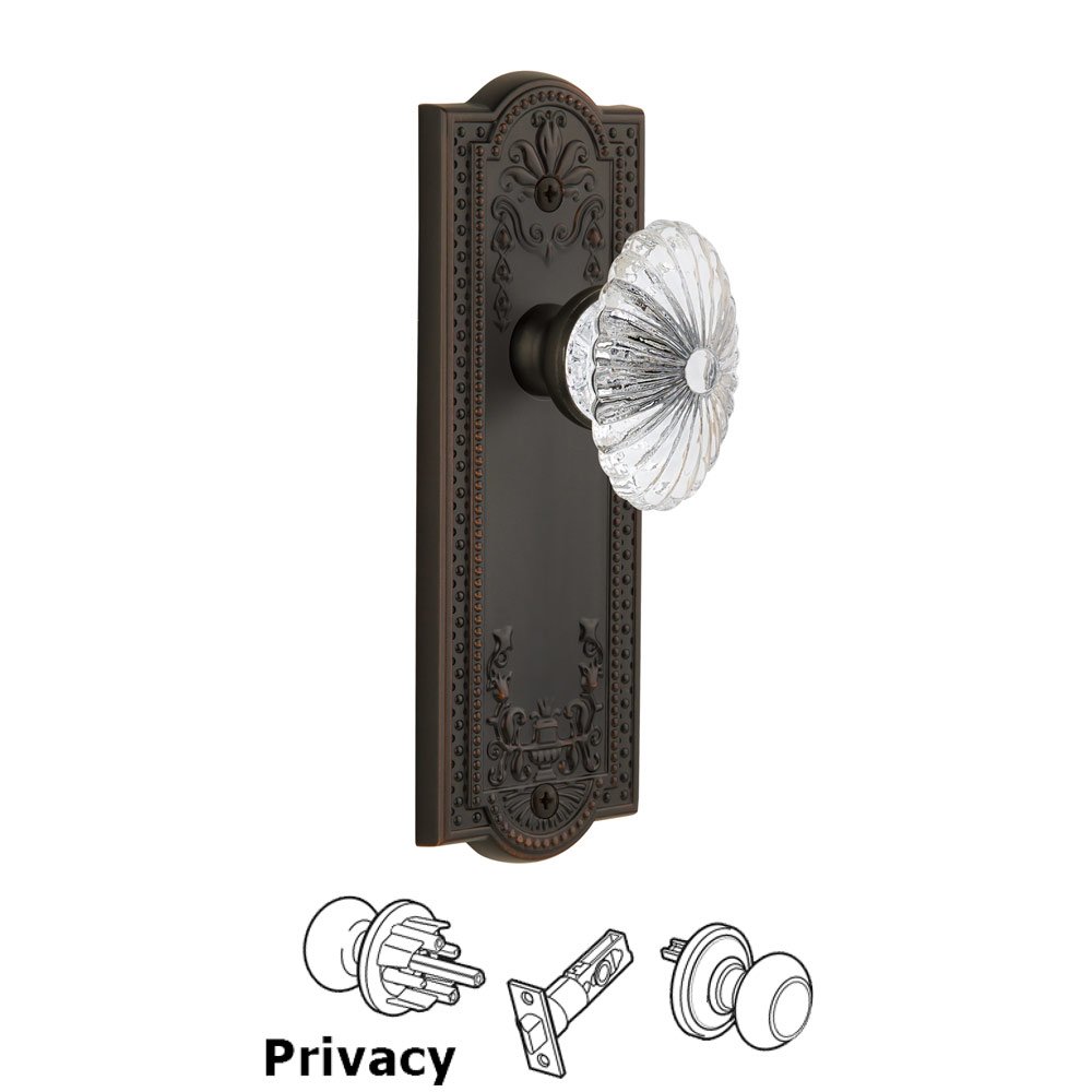 Grandeur Parthenon Plate Privacy with Burgundy Knob in Timeless Bronze