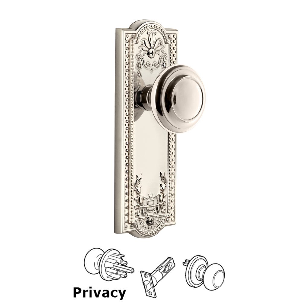 Grandeur Parthenon Plate Privacy with Circulaire Knob in Polished Nickel