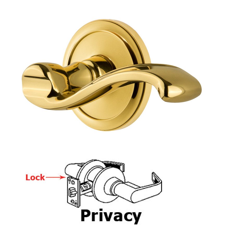 Privacy Circulaire Rosette with Portofino Right Handed Lever in Lifetime Brass