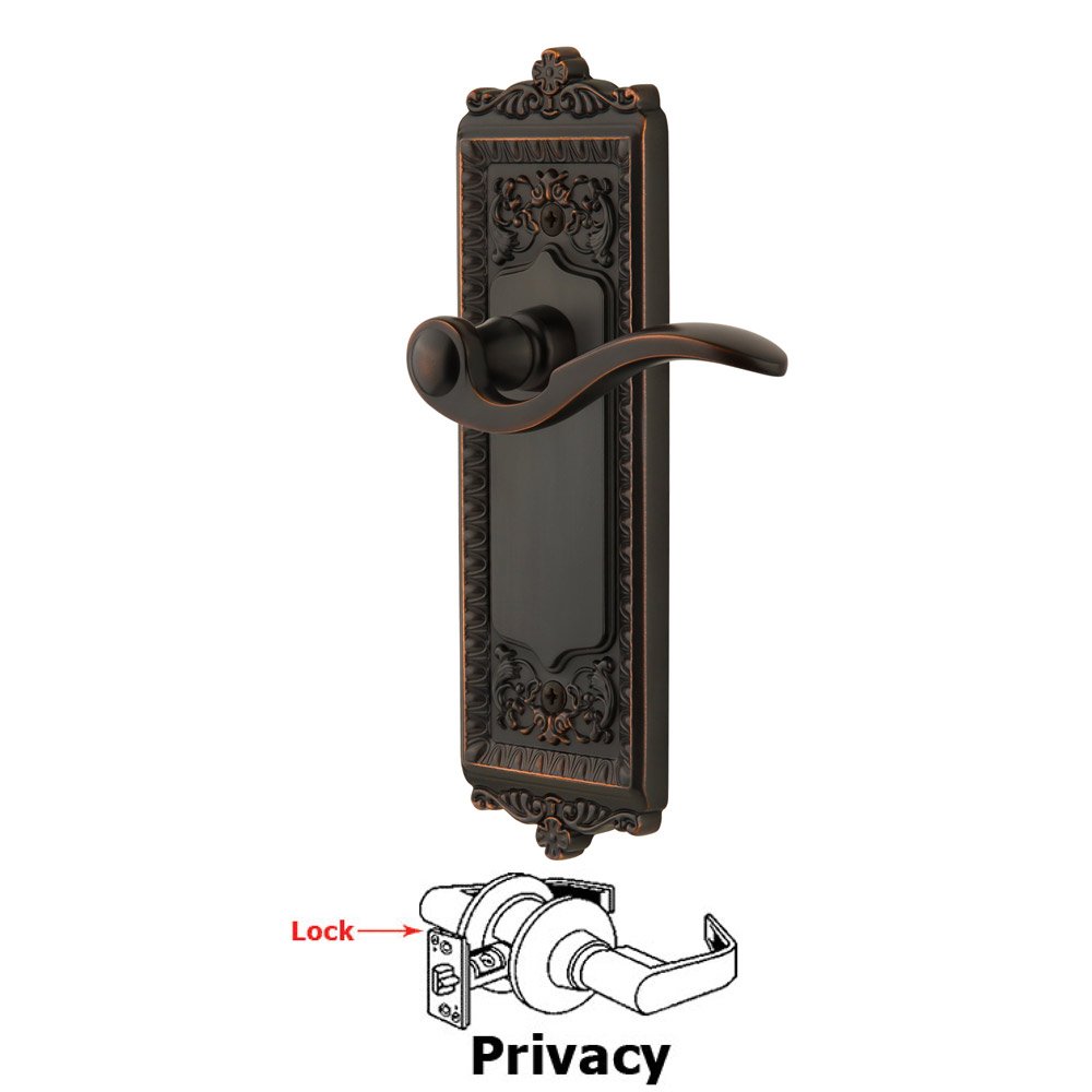Privacy Windsor Plate with Right Handed Bellagio Lever in Timeless Bronze