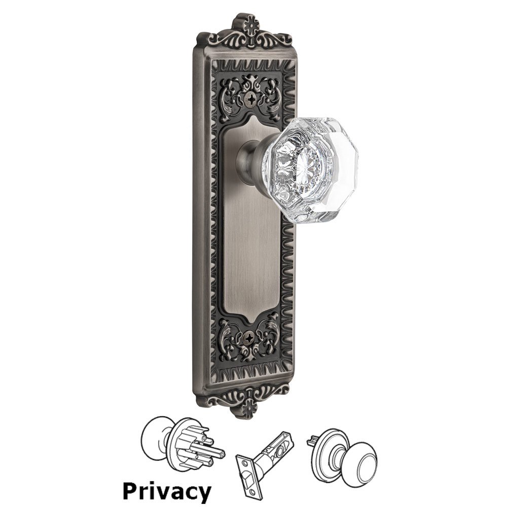 Windsor Plate Privacy with Chambord Knob in Antique Pewter
