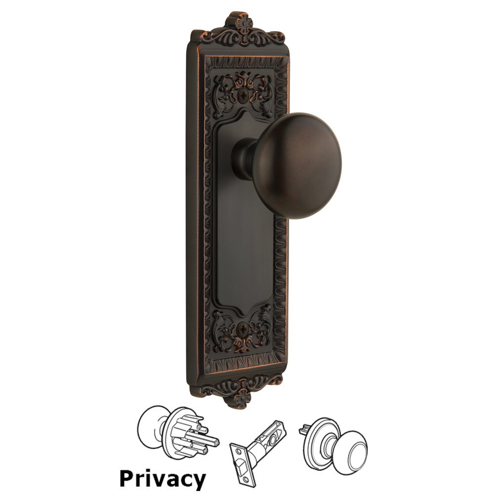 Windsor Plate Privacy with Fifth Avenue knob in Timeless Bronze