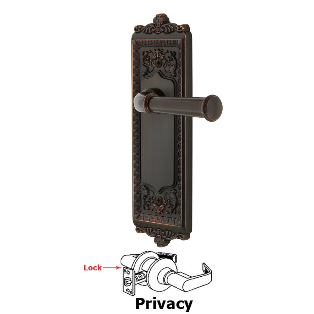 Privacy Windsor Plate with Right Handed Georgetown Lever in Timeless Bronze
