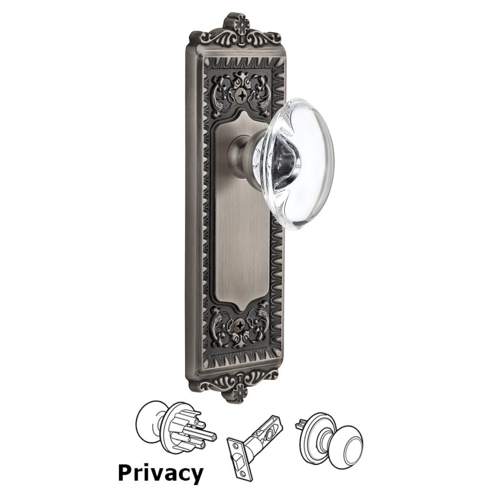 Windsor Plate Privacy with Provence knob in Antique Pewter