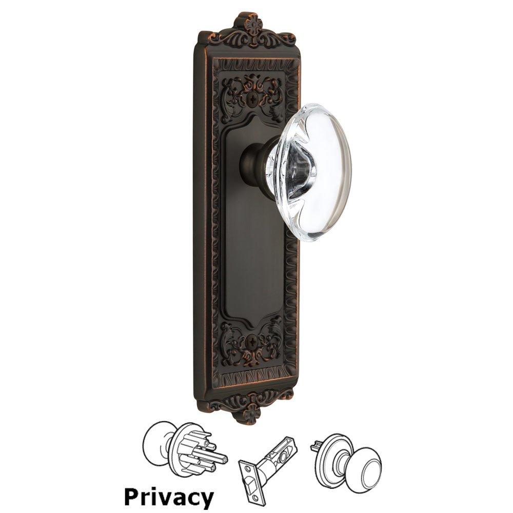 Windsor Plate Privacy with Provence knob in Timeless Bronze