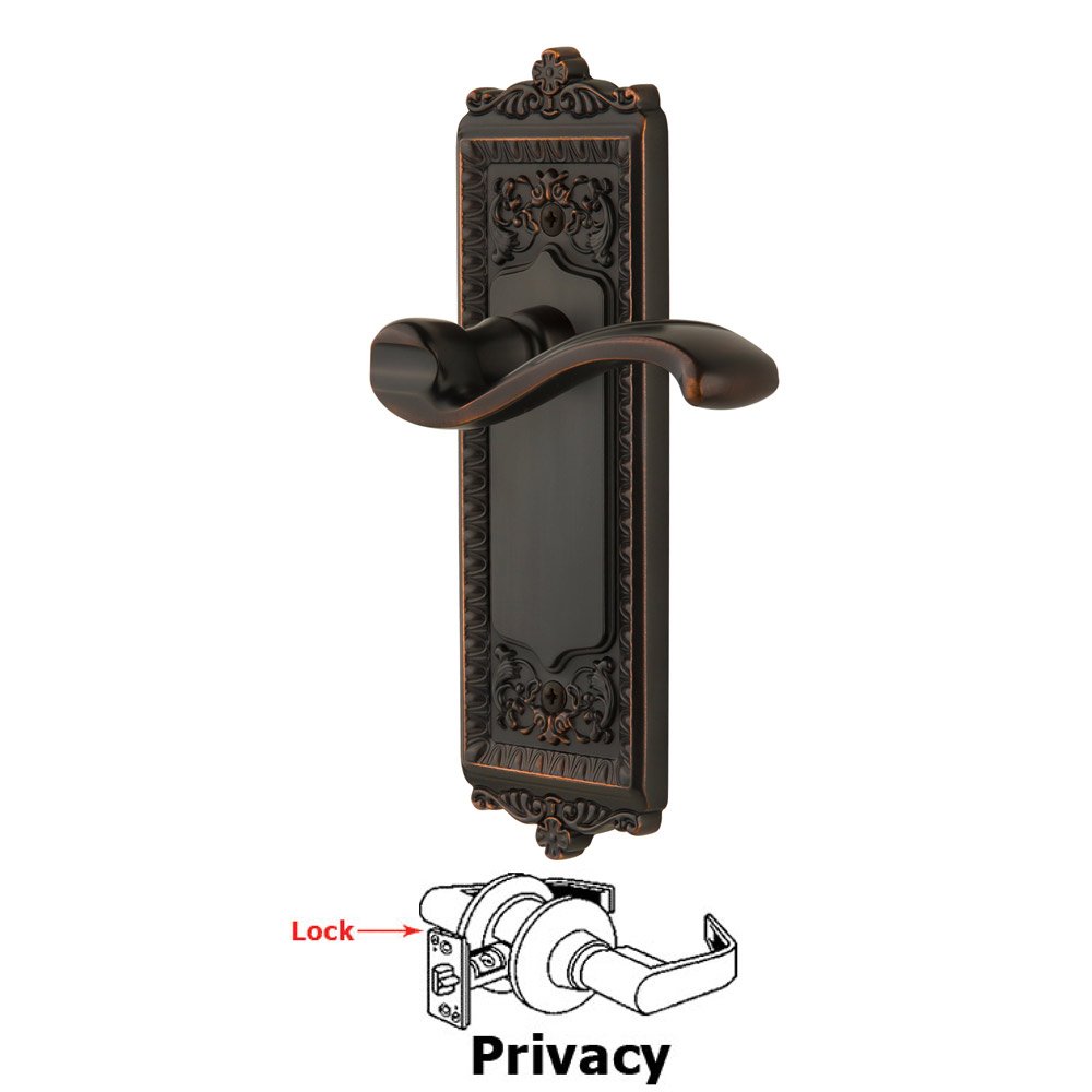 Privacy Windsor Plate with Right Handed Portofino Lever in Timeless Bronze
