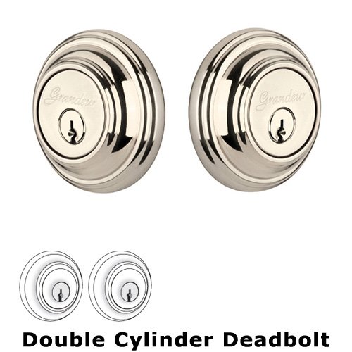 Grandeur Double Cylinder Deadbolt with Georgetown Plate in Polished Nickel