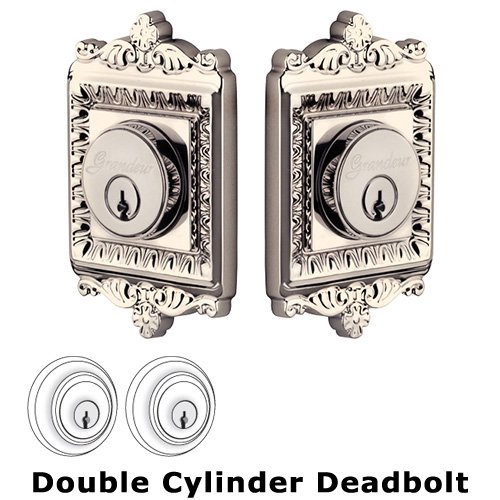 Grandeur Double Cylinder Deadbolt with Windsor Plate in Polished Nickel