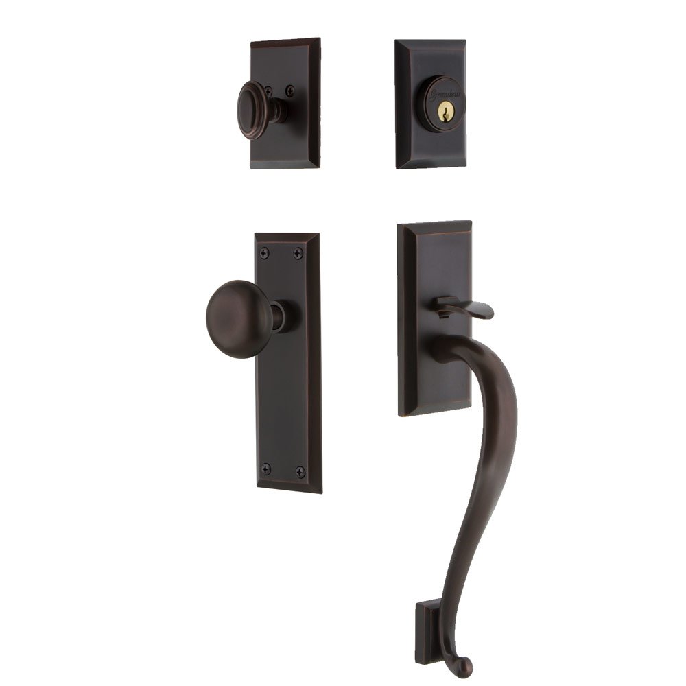 Fifth Avenue Plate S Grip Entry Set Fifth Avenue Knob in Timeless Bronze
