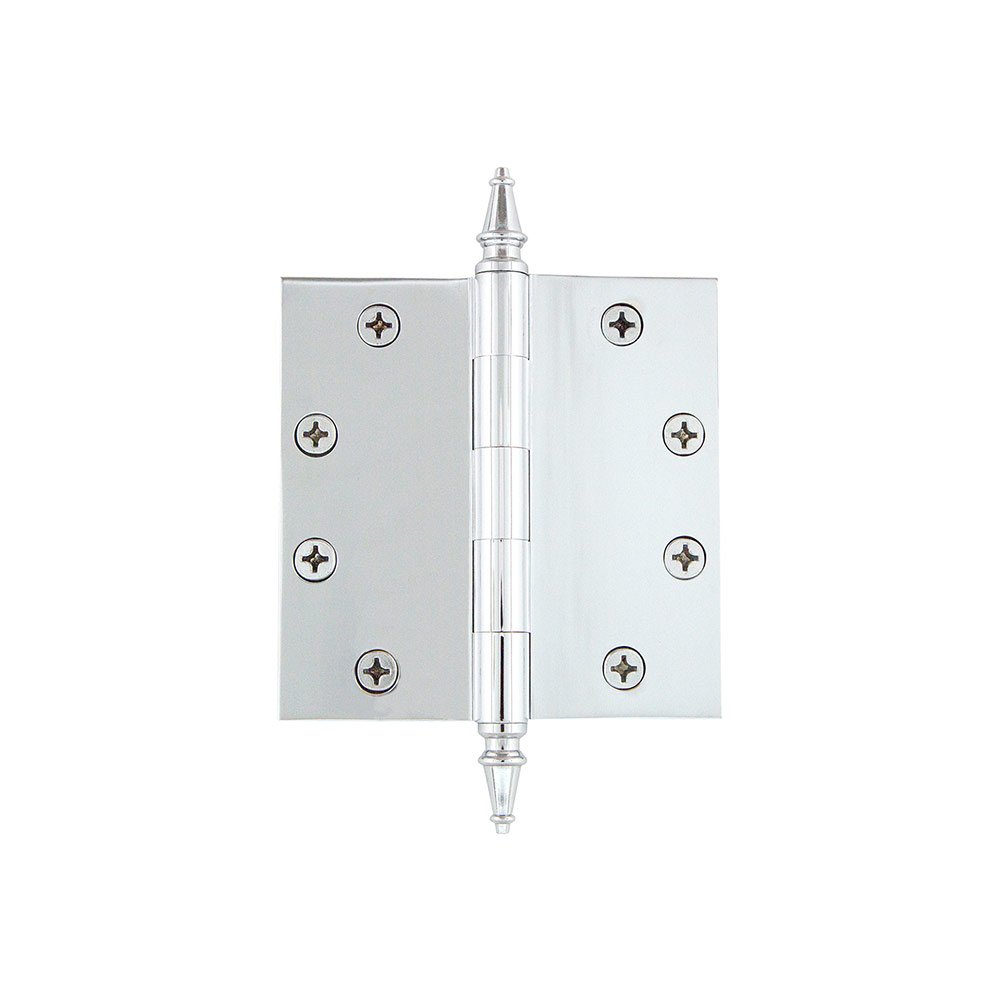 4 1/2" Steeple Tip Heavy Duty Hinge with Square Corners in Bright Chrome