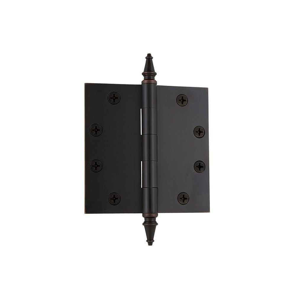 4 1/2" Steeple Tip Heavy Duty Hinge with Square Corners in Timeless Bronze