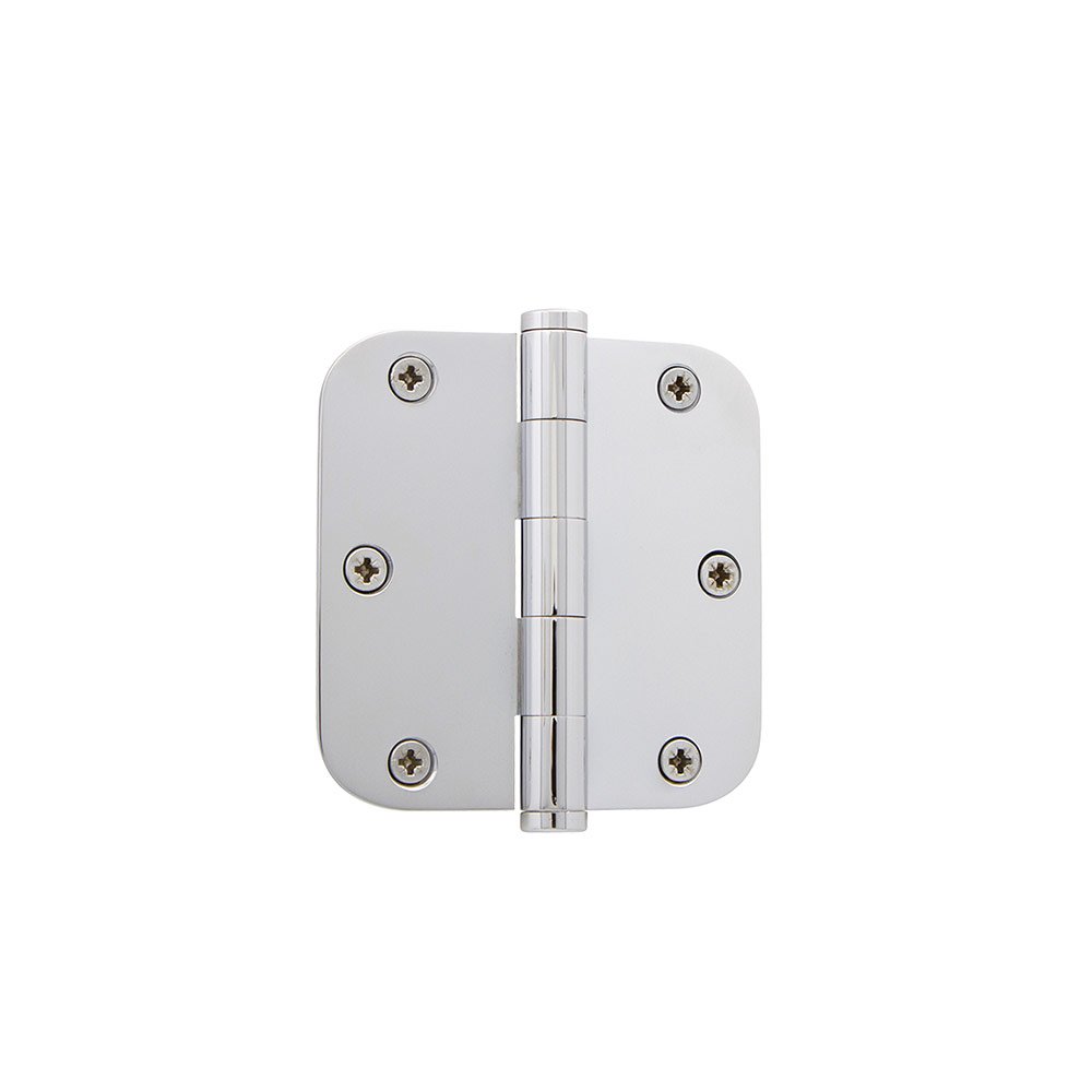 3 1/2" Button Tip Residential Hinge with 5/8" Radius Corners in Bright Chrome