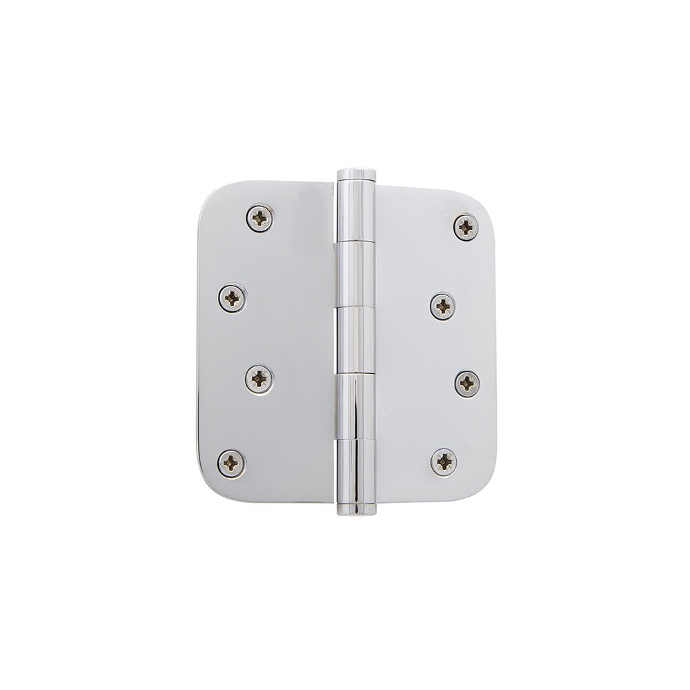 4" Button Tip Residential Hinge with 5/8" Radius Corners in Bright Chrome
