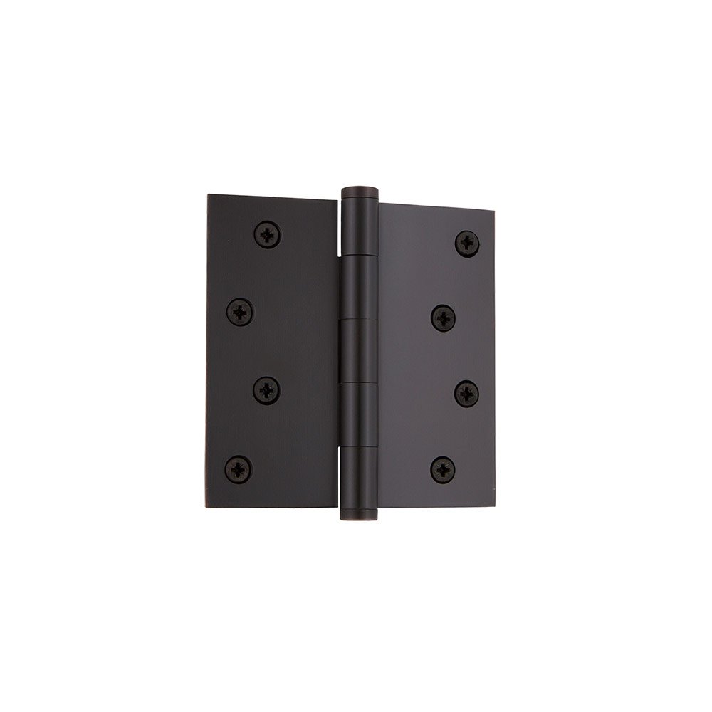 4" Button Tip Residential Hinge with Square Corners in Timeless Bronze