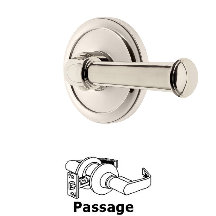 Passage Circulaire Rosette with Georgetown Right Handed Lever in Polished Nickel