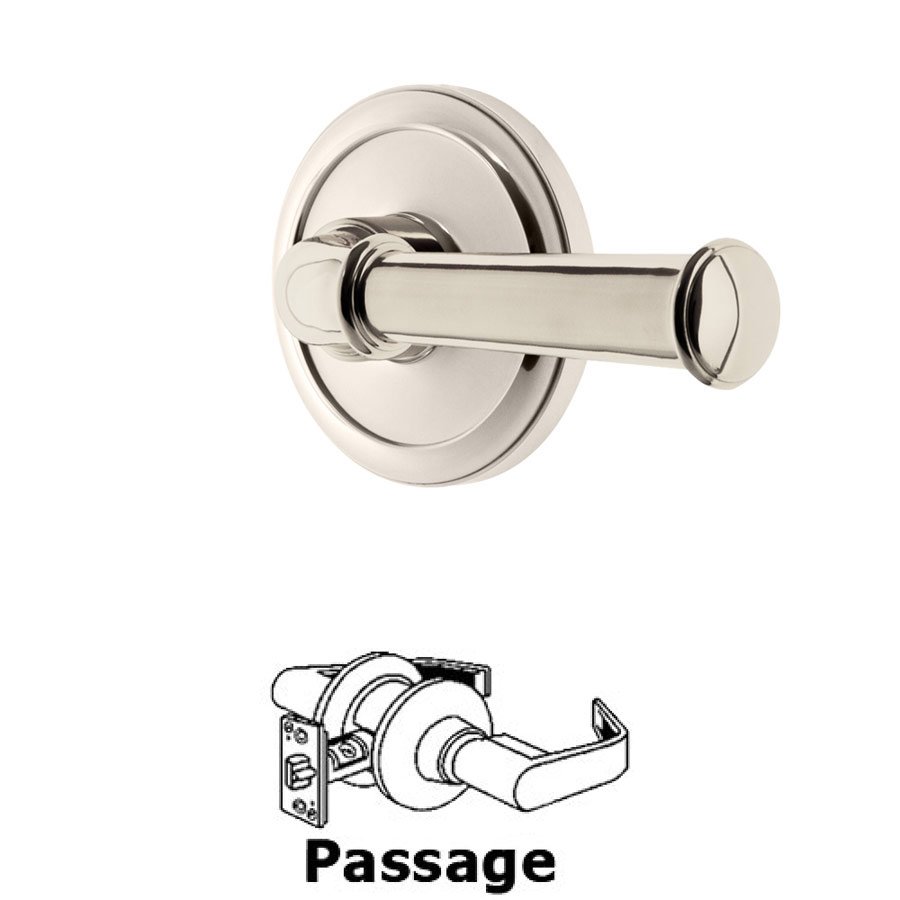 Passage Circulaire Rosette with Georgetown Left Handed Lever in Polished Nickel