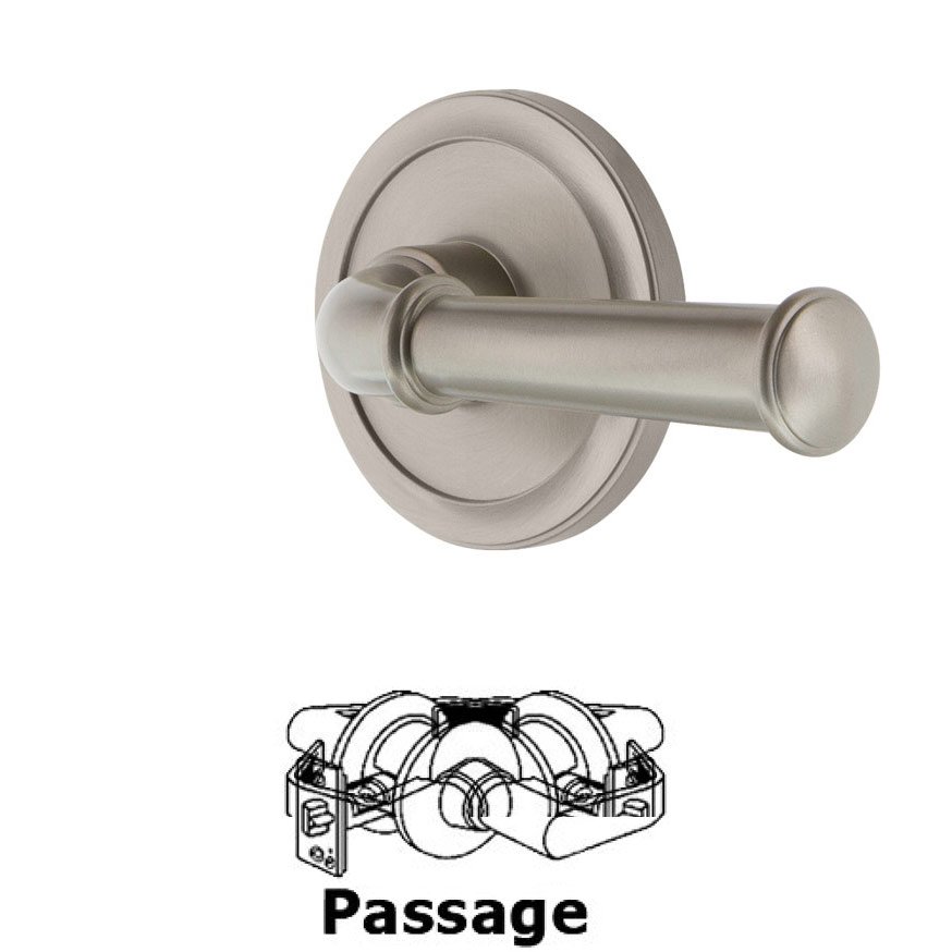 Passage Circulaire Rosette with Georgetown Left Handed Lever in Satin Nickel