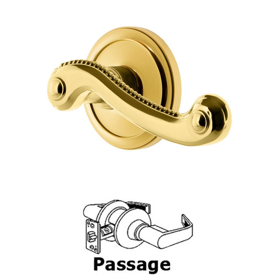 Passage Circulaire Rosette with Newport Left Handed Lever in Lifetime Brass
