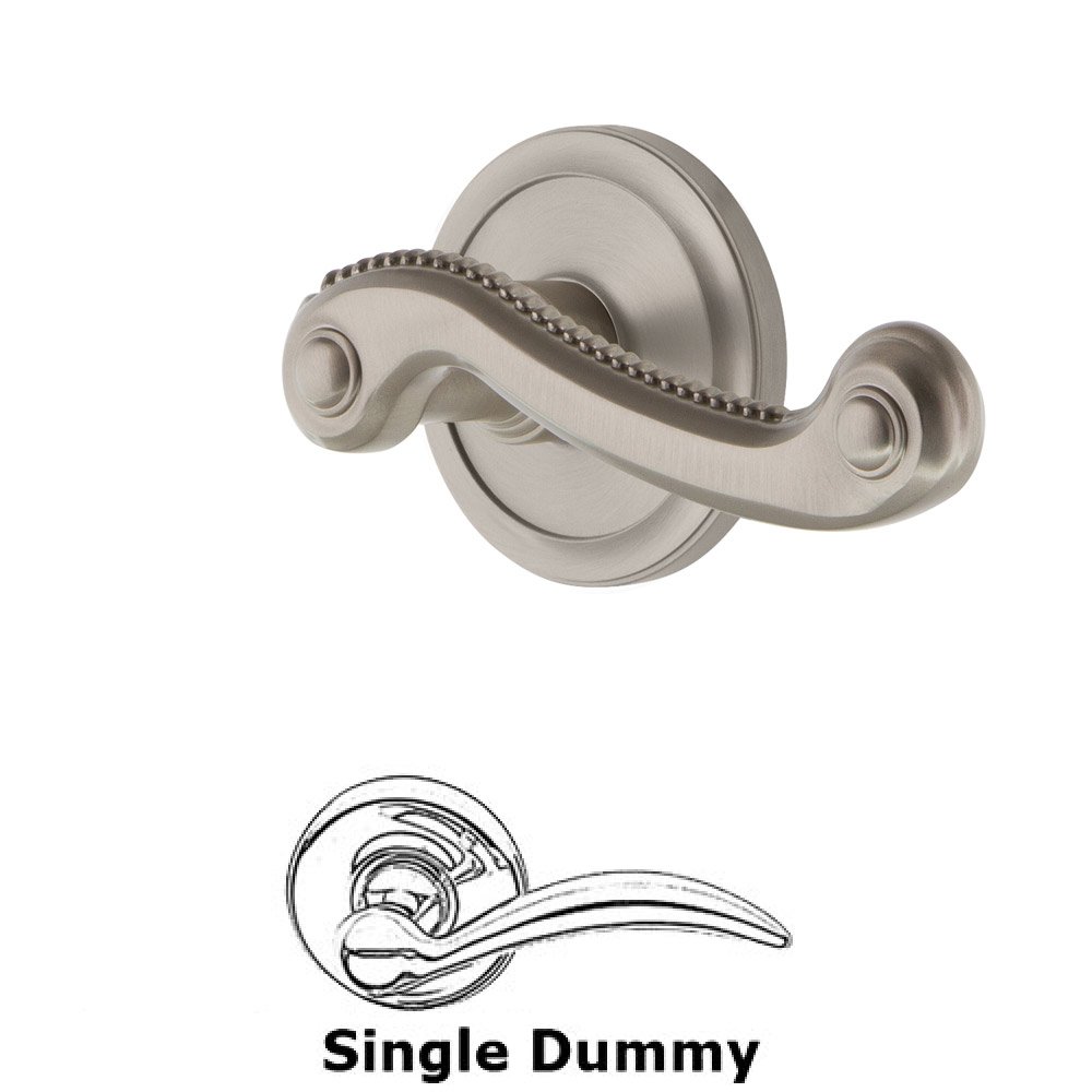 Single Dummy Circulaire Rosette with Newport Left Handed Lever in Satin Nickel