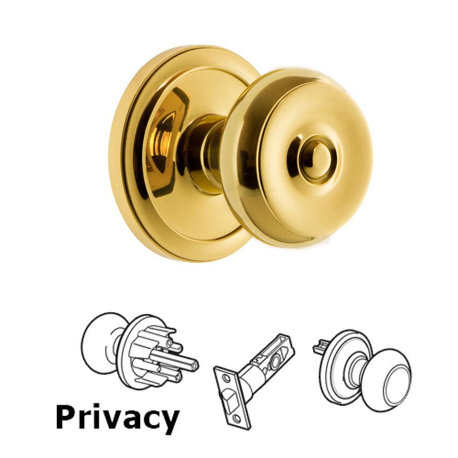 Grandeur Circulaire Rosette Privacy with Bouton Knob in Lifetime Brass