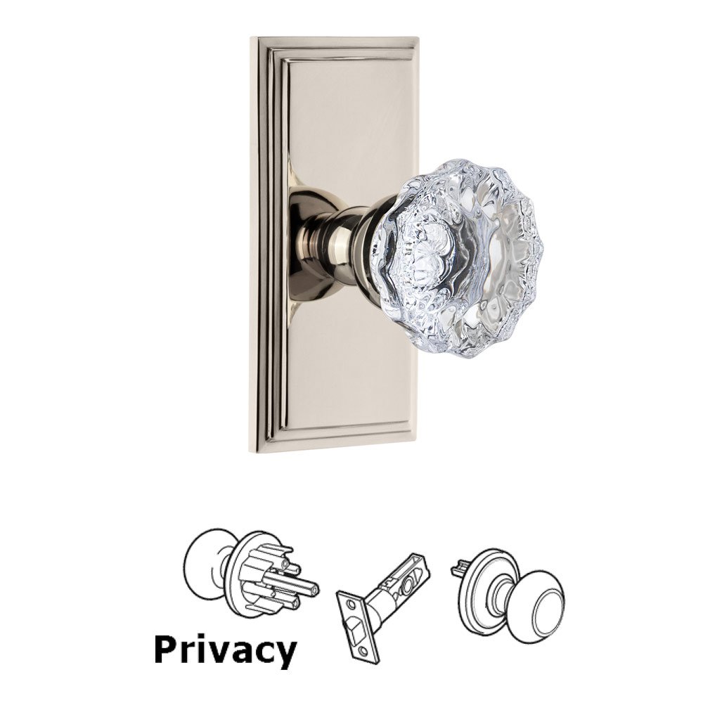 Grandeur Circulaire Rosette Privacy with Fontainebleau Crystal Knob in Polished Nickel