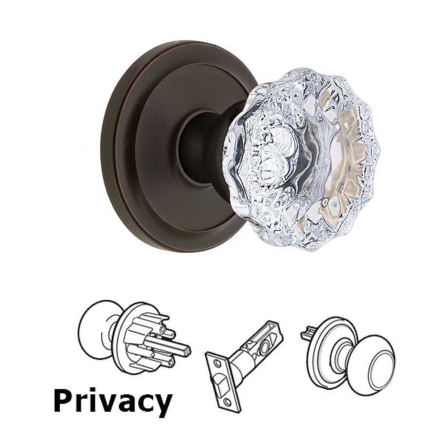 Grandeur Circulaire Rosette Privacy with Fontainebleau Crystal Knob in Timeless Bronze