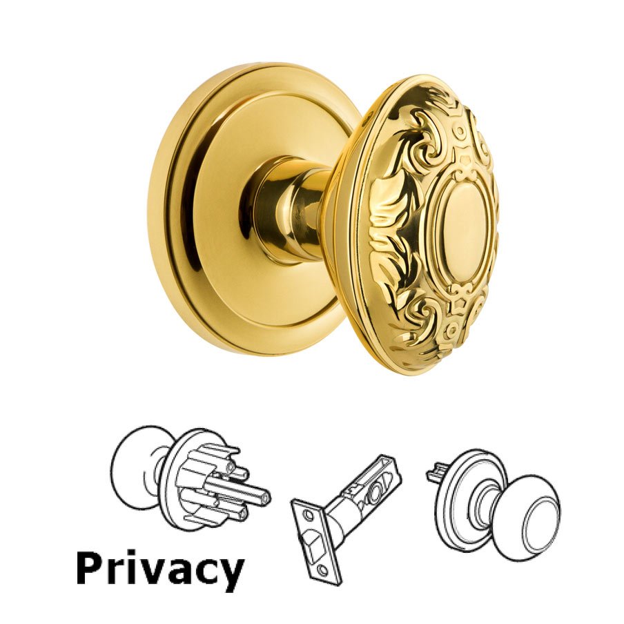 Grandeur Circulaire Rosette Privacy with Grande Victorian Knob in Lifetime Brass