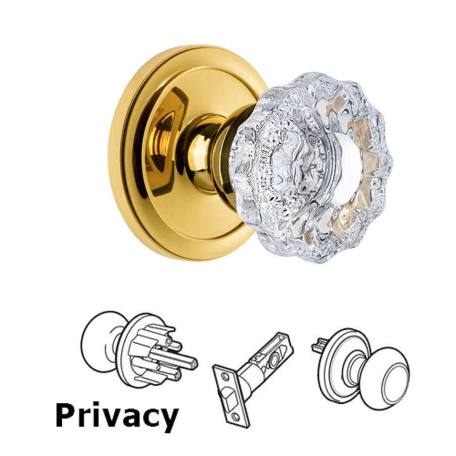 Grandeur Circulaire Rosette Privacy with Versailles Crystal Knob in Lifetime Brass