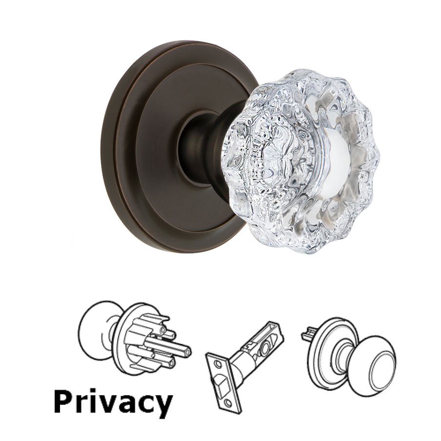 Grandeur Circulaire Rosette Privacy with Versailles Crystal Knob in Timeless Bronze