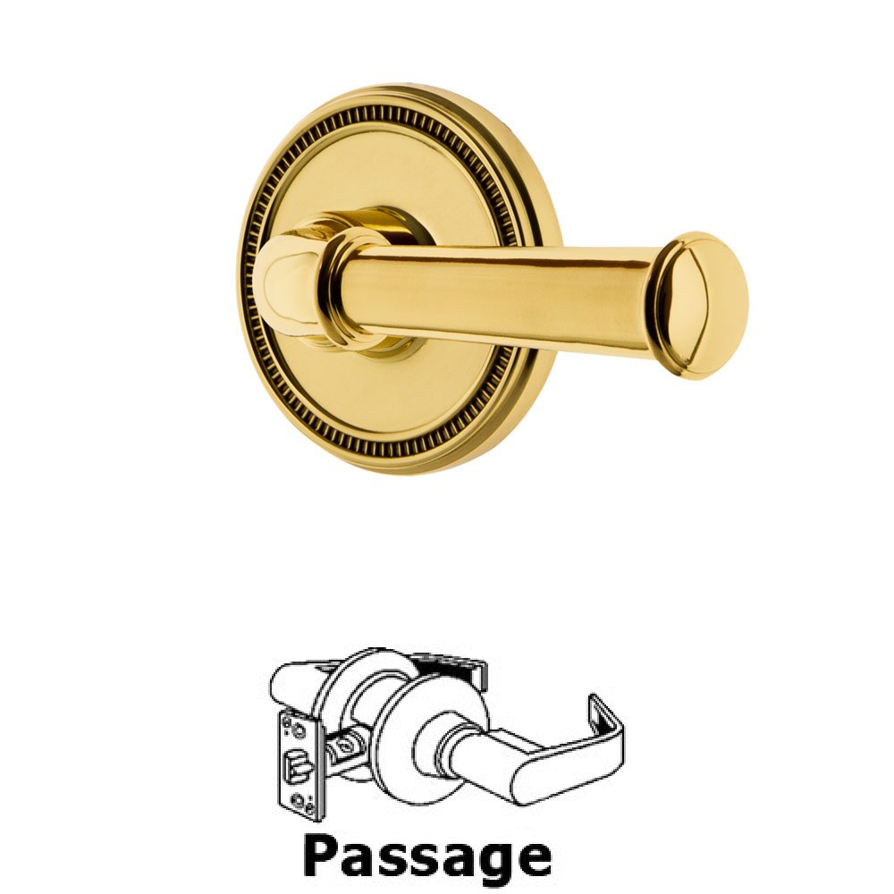 Soleil Rosette Passage with Georgetown Right Handed Lever in Lifetime Brass