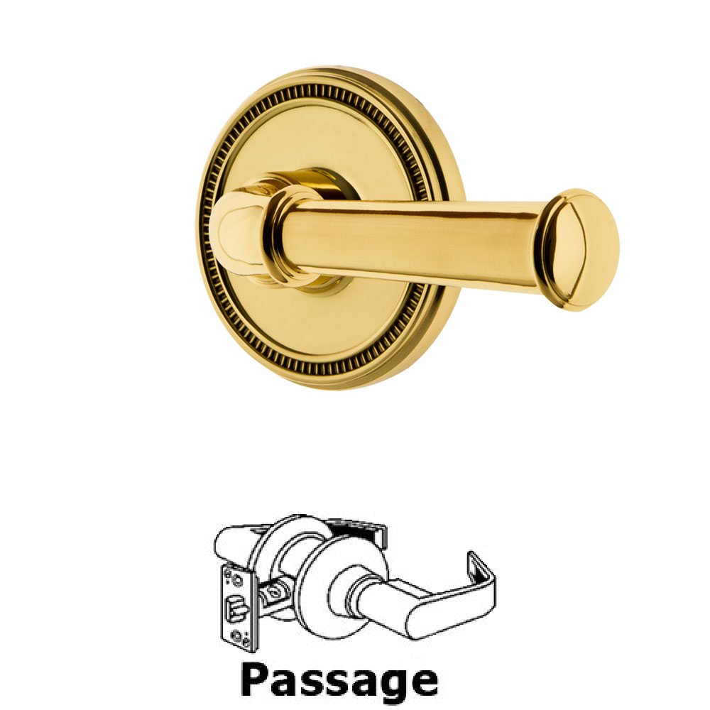 Soleil Rosette Passage with Georgetown Left Handed Lever in Polished Brass