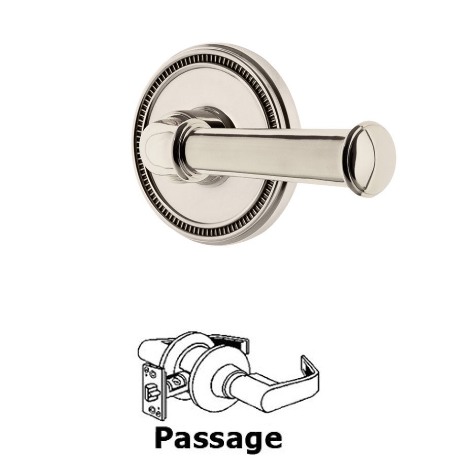 Soleil Rosette Passage with Georgetown Left Handed Lever in Polished Nickel