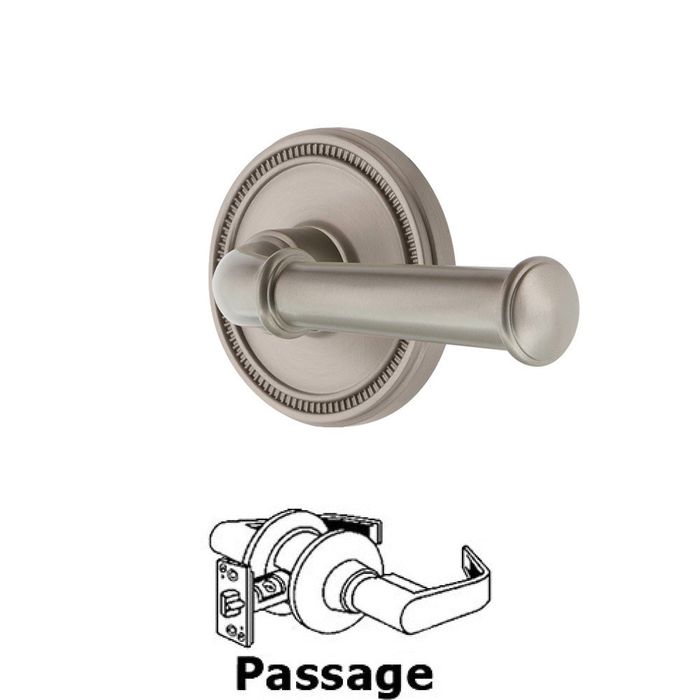 Soleil Rosette Passage with Georgetown Right Handed Lever in Satin Nickel