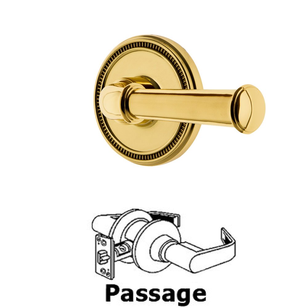 Soleil Rosette Passage with Georgetown Left Handed Lever in Lifetime Brass