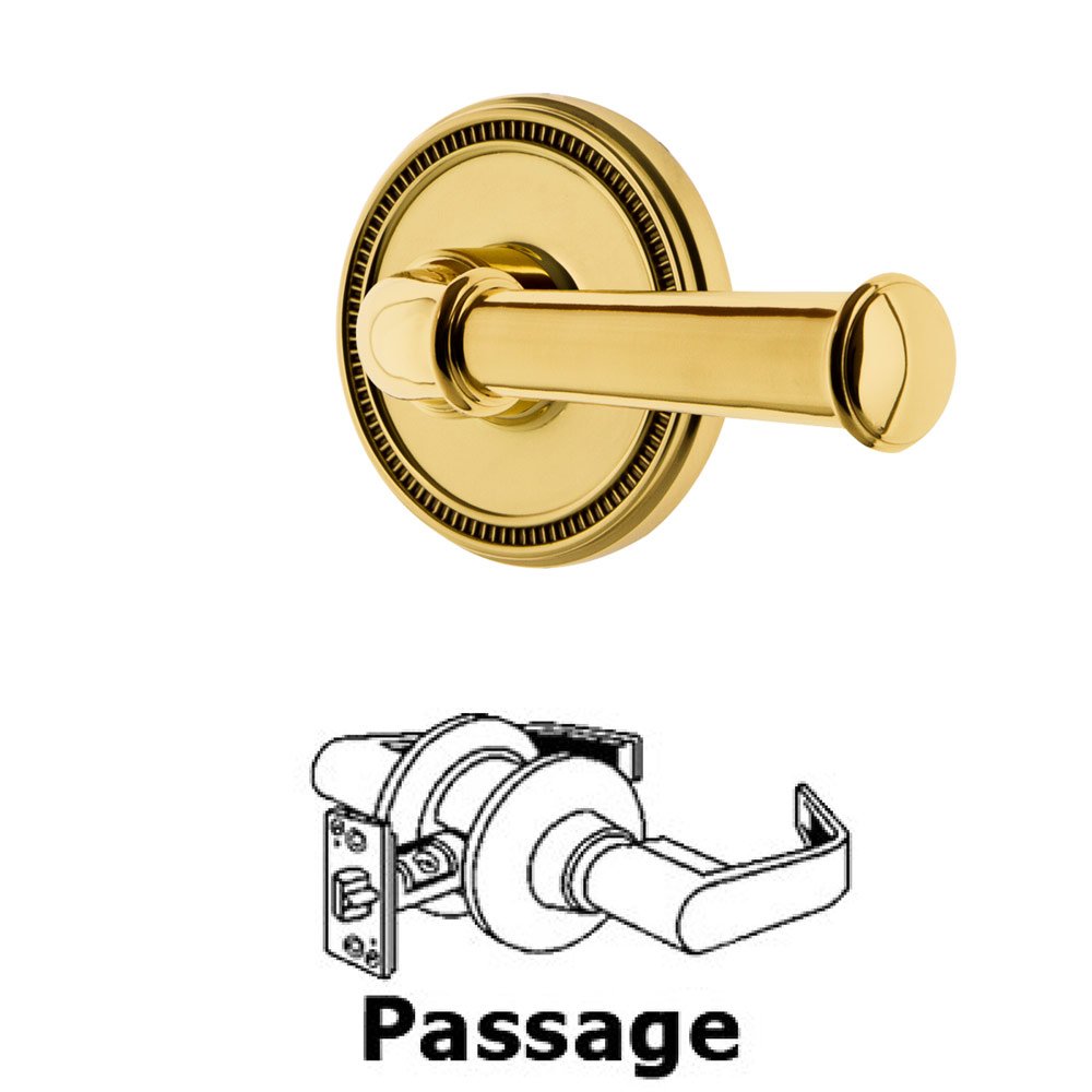 Soleil Rosette Passage with Georgetown Right Handed Lever in Polished Brass